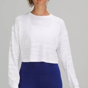 Lululemon White Zebra Cropped Dri-Fit Long Sleeve